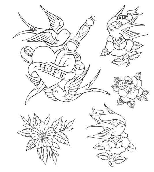 Amazon.com: Vintage Tattoo Flash Coloring Book: Stress