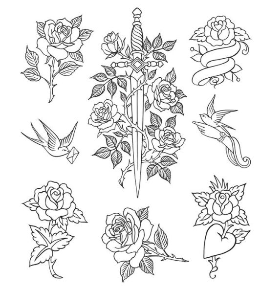 Flash Book: Hand-Drawn Tattoos to Color