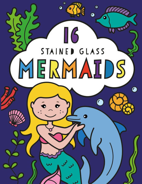 Stained Glass Coloring Mermaids