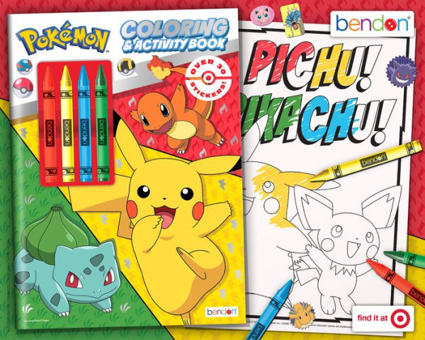 Pokemon Color Book with Crayons by Bendon, Paperback