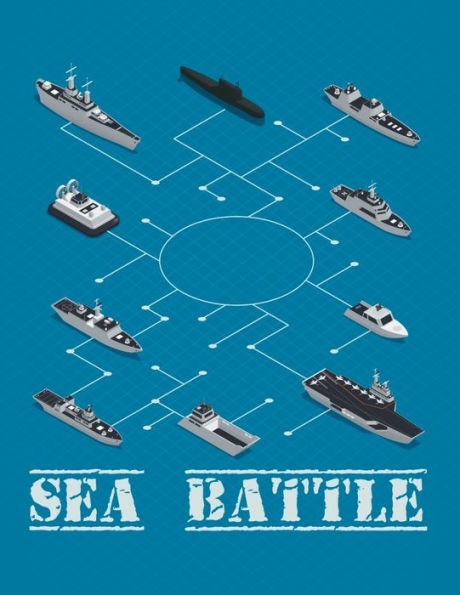 Sea Battle: Classic Battleship Paper Game Grid.