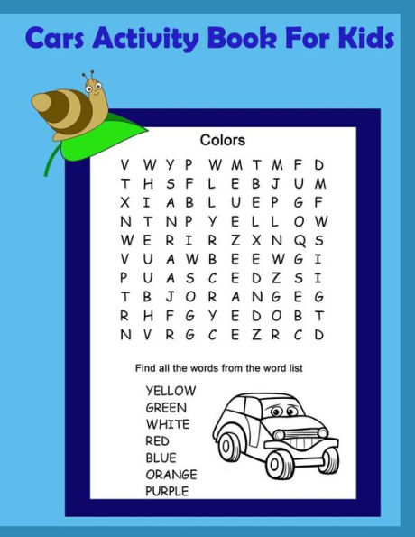 Cars Activity Book for Kids: Activity book for kids in Cars Theme. Fun with Coloring Pages, Count the number, Match the picture, Drawing using Grid, Mazes and more. (Activity book for Kids Ages 3-5)
