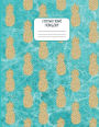 Gold Pineapple - College Ruled Cornell Composition Notebook - Teal Blue Marble Diary: Wide Ruled Lined Paper Journal for High School Students College and University Notes - Happy Office Supplies