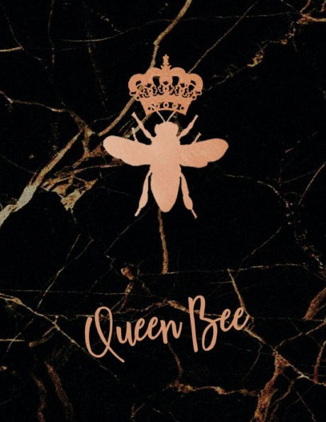 QUEEN BEE - Graph Paper Composition Notebook - Rose Gold Black Marble Diary: Quad Ruled Pages Journal for Math & Science High School Students College and University Notes - 5x5 Grid