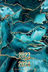 Title: 18 Month Weekly PLANNER 2023-2024 Dated Agenda Calendar Diary - Gold and Teal Blue Gemstone Marble: Daily Weekly Schedule July 2023 - Dec 2024 Organizer - Happy Office Supplies - Trendy Gift for Women Men Boss Coworker T, Author: Luxe Stationery