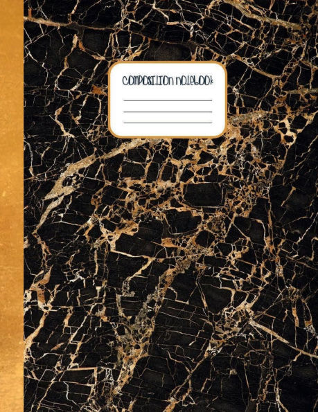 College Ruled Composition Notebook - Rich Gold Black Marble Print: Wide Ruled Lined Paper 1 Subject Writing Journal for High School Teens College or University Students Notes
