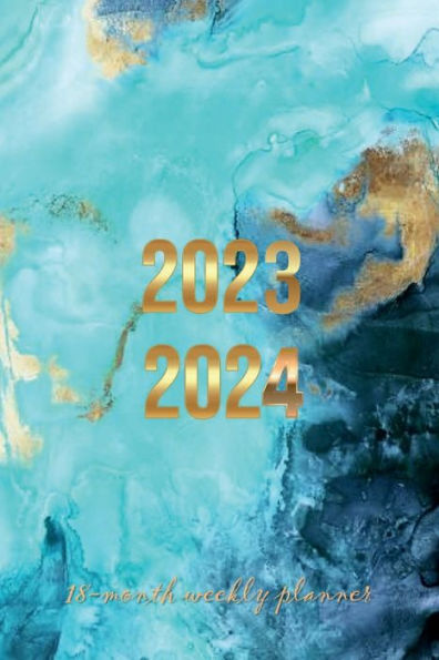 Simple Gold and Teal Blue Marble 18 Month PLANNER 2023-2024 Dated Agenda Calendar Diary: Daily Weekly Schedule July 2023 - Dec 2024 Organizer - Happy Office Supplies - Trendy Gift for Women Men Boss Teacher