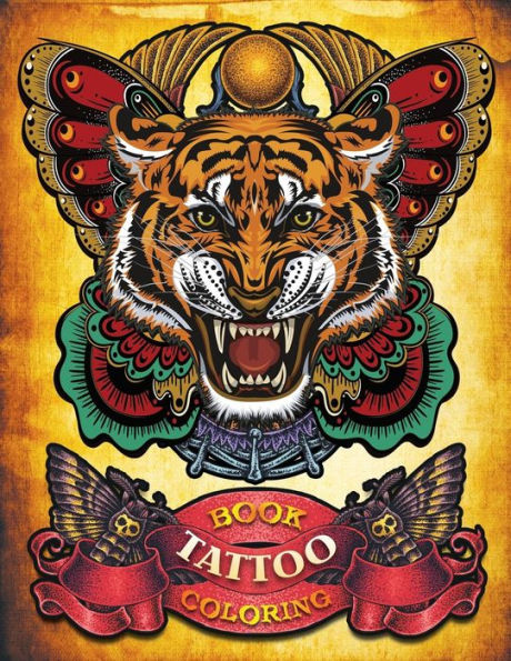 Tattoo Coloring Book: Hand-drawn set of old school Tattoos Coloring Book (Relaxing, Inspiration)