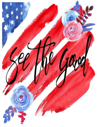 See The Good Patriotic American Flag With Red White And Blue Flowers 150 Pages Or 75 Sheets College Ruled Composition Notebookpaperback