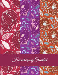 Title: Housekeeping Checklist: Red Color Flowers, Household Chores List, Cleaning Routine Weekly Cleaning Checklist Large Size 8.5