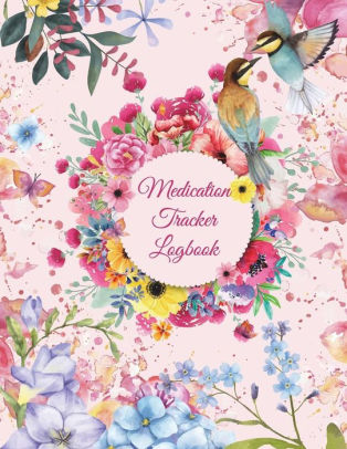 Medication Tracker Logbook Pink Flowers Design Daily Medicine