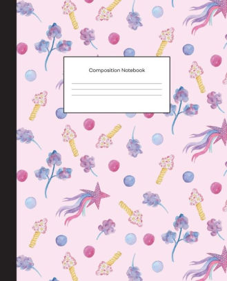composition notebook pink magical girly pattern wide ruled blank lined composition book journal 7 5 x 9 25 in cute notebooks for girls teens kids girly pattern