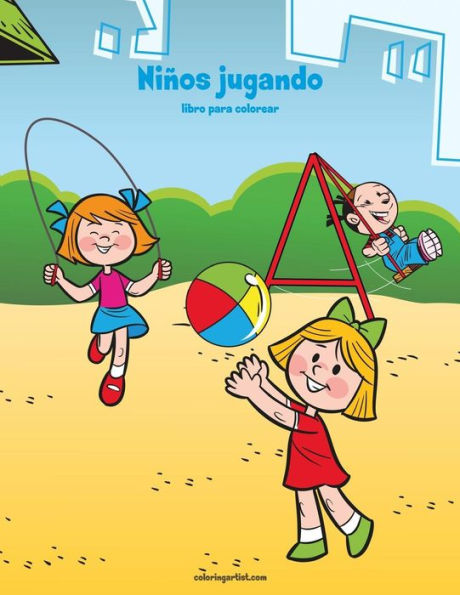 Niños jugando libro para colorear 1
