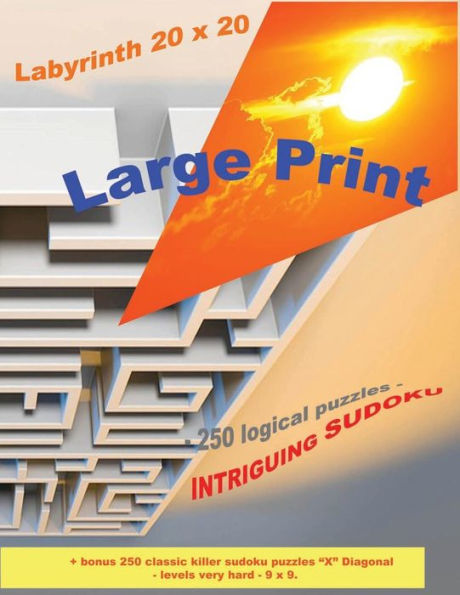 Labyrinth 20 X 20 - 250 Logical Puzzles - Intriguing Sudoku: Large Print + Solutions + Bonus 250 Classic Killer Sudoku Puzzles "x" Diagonal - Levels Very Hard - 9 X 9.