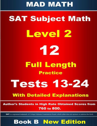 2018 Sat Subject Level 2 Book B Tests 13 24paperback - 