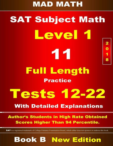 2018 SAT Subject Level Book B Tests