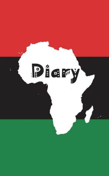 Diary: Pan-African flag & Africa cover w/ tribal font, 100 pages, 5"x8", glossy