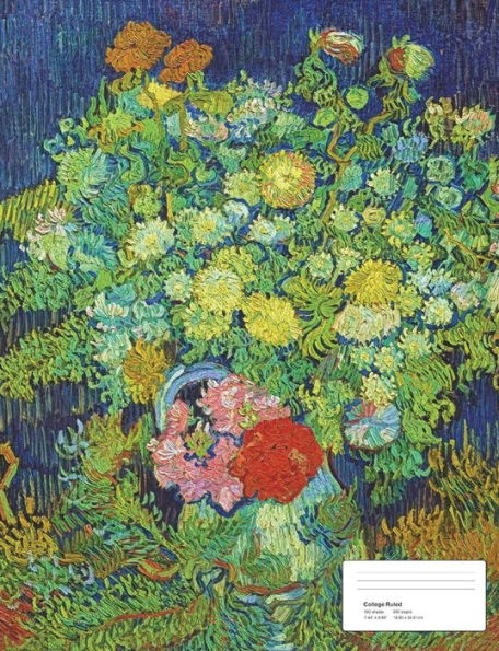 Vintage Flower Painting on Blue