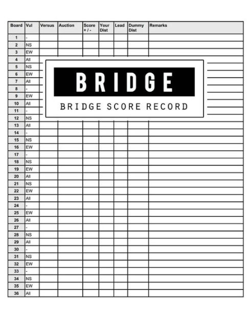 Bridge Score Record: Bridge Scoring Game Record Level Keeper Book ...