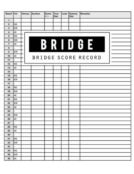 Bridge Score Record: Bridge Scoring Game Record Level Keeper Book, Bridge Scoresheet, Bridge Score Card, Lets you track your whole afternoon play, Size 8.5 x 11 Inch, 100 Pages