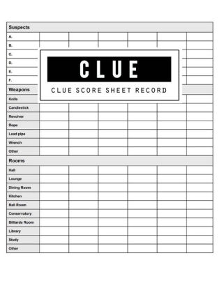 Clue Score Record: Clue Scoring Game Record Level Keeper Book, Clue ...