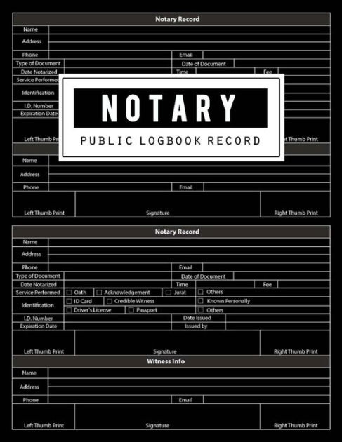 Notary Public Logbook: Notary Public Logbook, Notarial Record, Notary ...