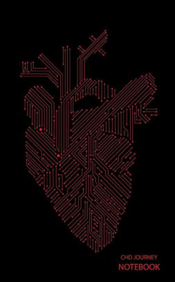 chd journey notebook red circuit board anatomical heart black red circuit background