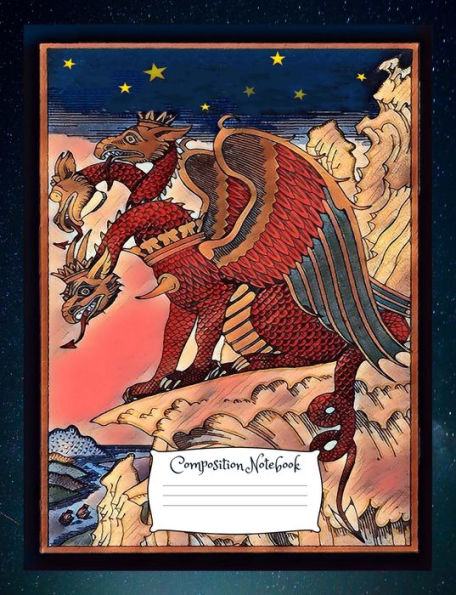 Dragon Composition Notebook: Standard size vintage fantasy art cover composition notebook / Journal 150 lined college ruled pages, serpent medieval softcover book. (Volume 13)