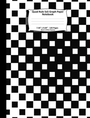 quad rule 5x5 graph paper notebook 7 44 x 9 69 120 pages black
