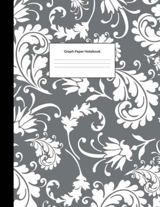 graph paper notebook grey floral paisley math composition book quad