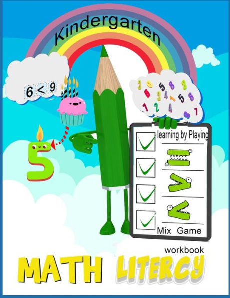 Math Literacy workbook Mix Game Kindergarten learning by playing: Math book for kids age 1-5, activity workbook fun math game