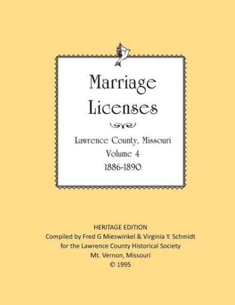 Lawrence County Missouri Marriages 1886-1890