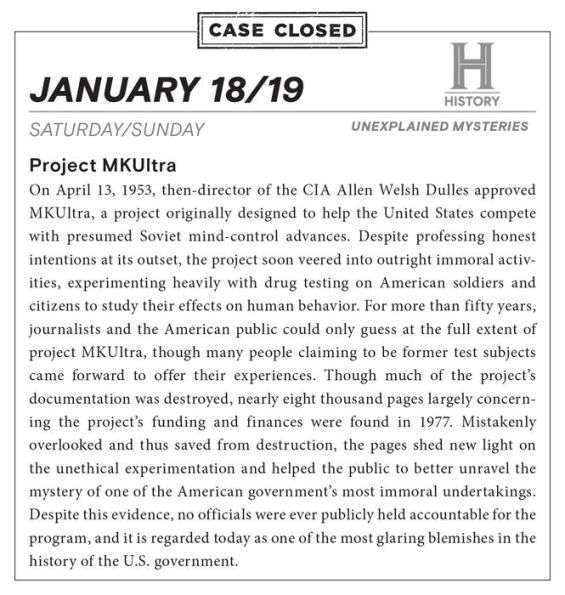 2025 History Channel Unexplained Mysteries Boxed Calendar
