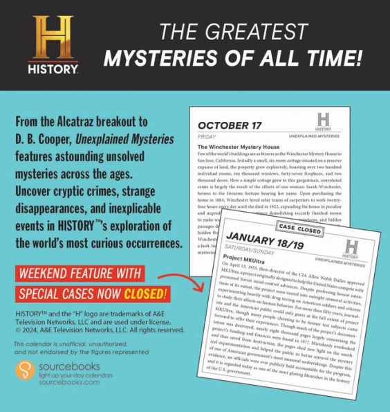 2025 History Channel Unexplained Mysteries Boxed Calendar