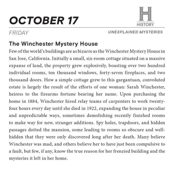 2025 History Channel Unexplained Mysteries Boxed Calendar