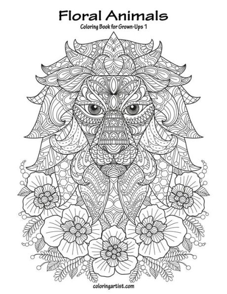 Floral Animals Coloring Book for Grown-Ups