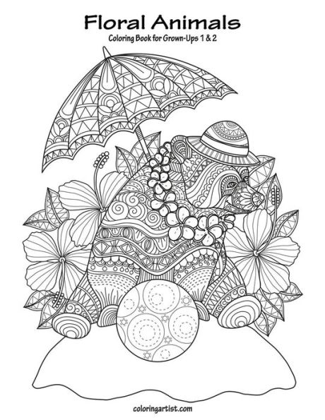 Floral Animals Coloring Book for Grown-Ups 1 & 2