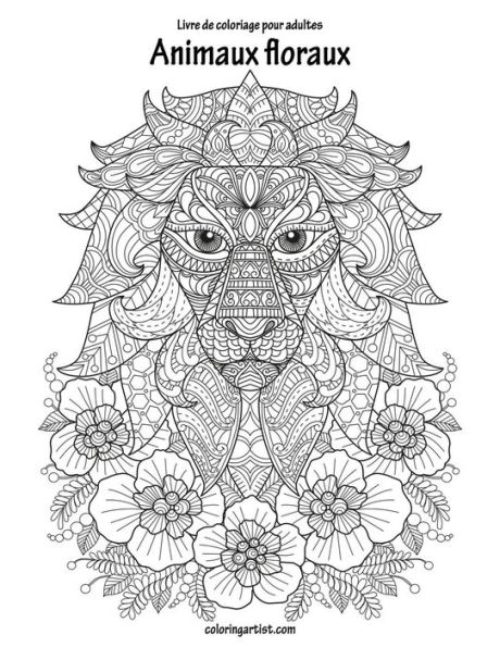 Livre de coloriage pour adultes Animaux floraux 1