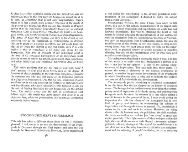 Stockhausen Serves Imperialism and Other Articles