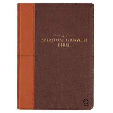The Spiritual Growth Bible, Study Bible, NLT - New Living Translation Holy Bible, Faux Leather, Chocolate Brown/Ginger