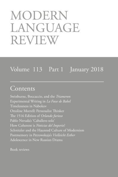 Modern Language Review (113: 1) January 2018