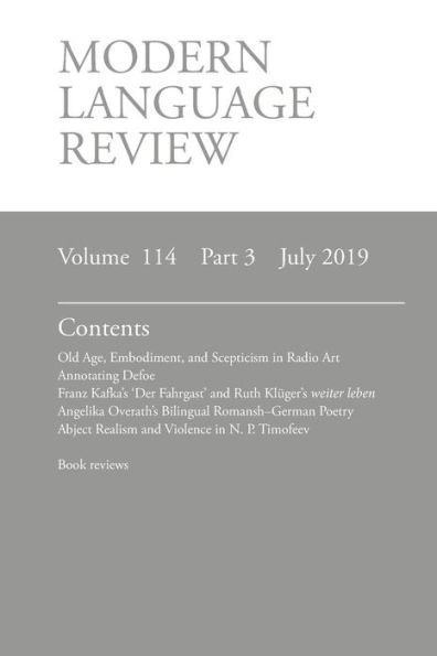 Modern Language Review (114: 3) July 2019