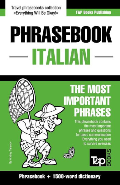 English-Italian phrasebook and 1500-word dictionary