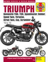 Title: Triumph Bonneville T100, T120, Speedmaster, Bobber, Speed Twin, Thruxton, Street Twin, Cup & Scrambler 900 & 1200, '16-'19: Covers models with water-cooled engines, Author: Haynes Publishing