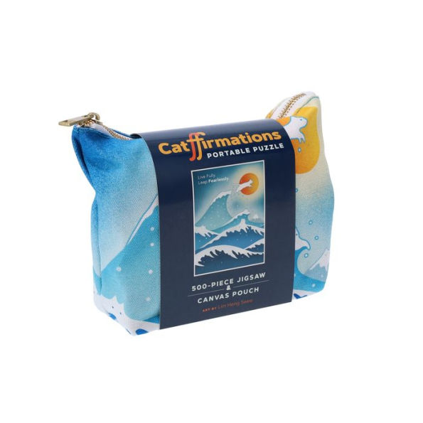 Catffirmations Portable Puzzle: 500-Piece Jigsaw & Canvas Pouch