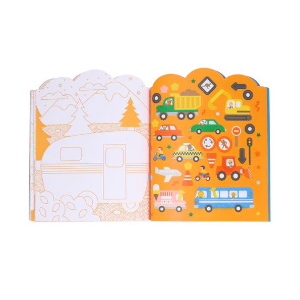 Vehicles Coloring Book + Stickers