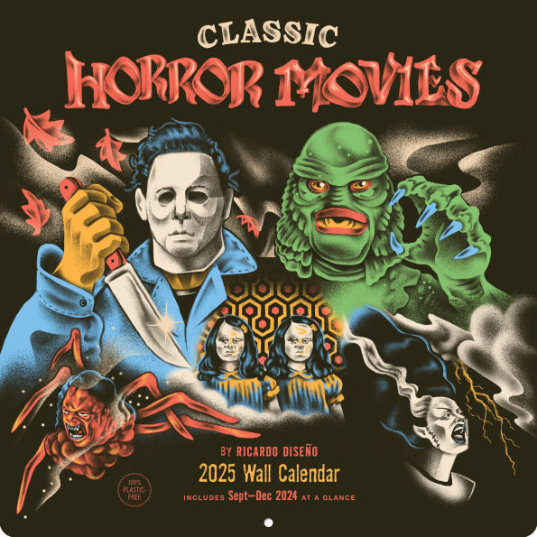 2025 Classic Horror Movies Wall Calendar