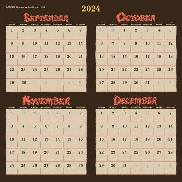 2025 Classic Horror Movies Wall Calendar