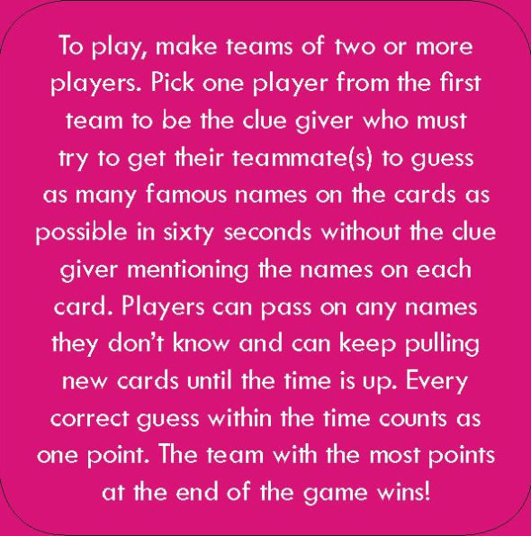 After Dinner Amusements: Guess That Name!: 50 Cards with 250 Famous Figures
