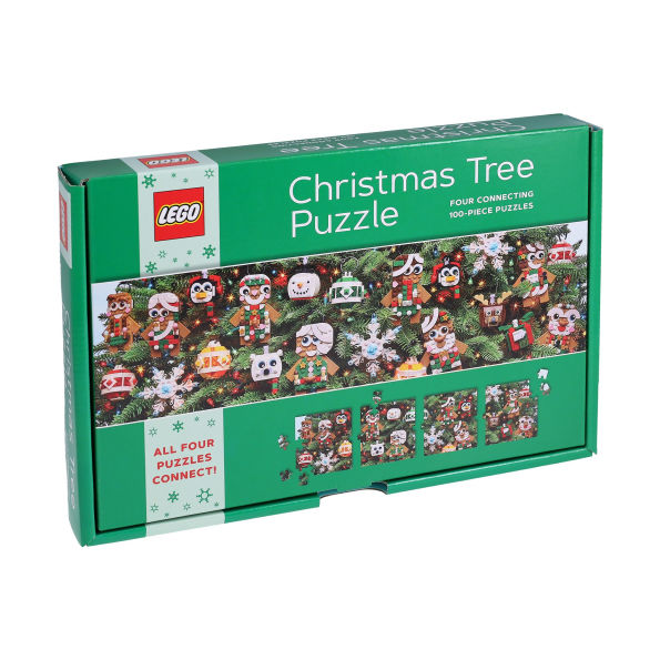 LEGO Christmas Tree Puzzle: Four Connecting 100-Piece Puzzles